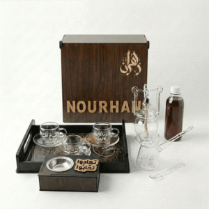 بوكس كافيين (سبرتايه زجاج) + صينية خشبية